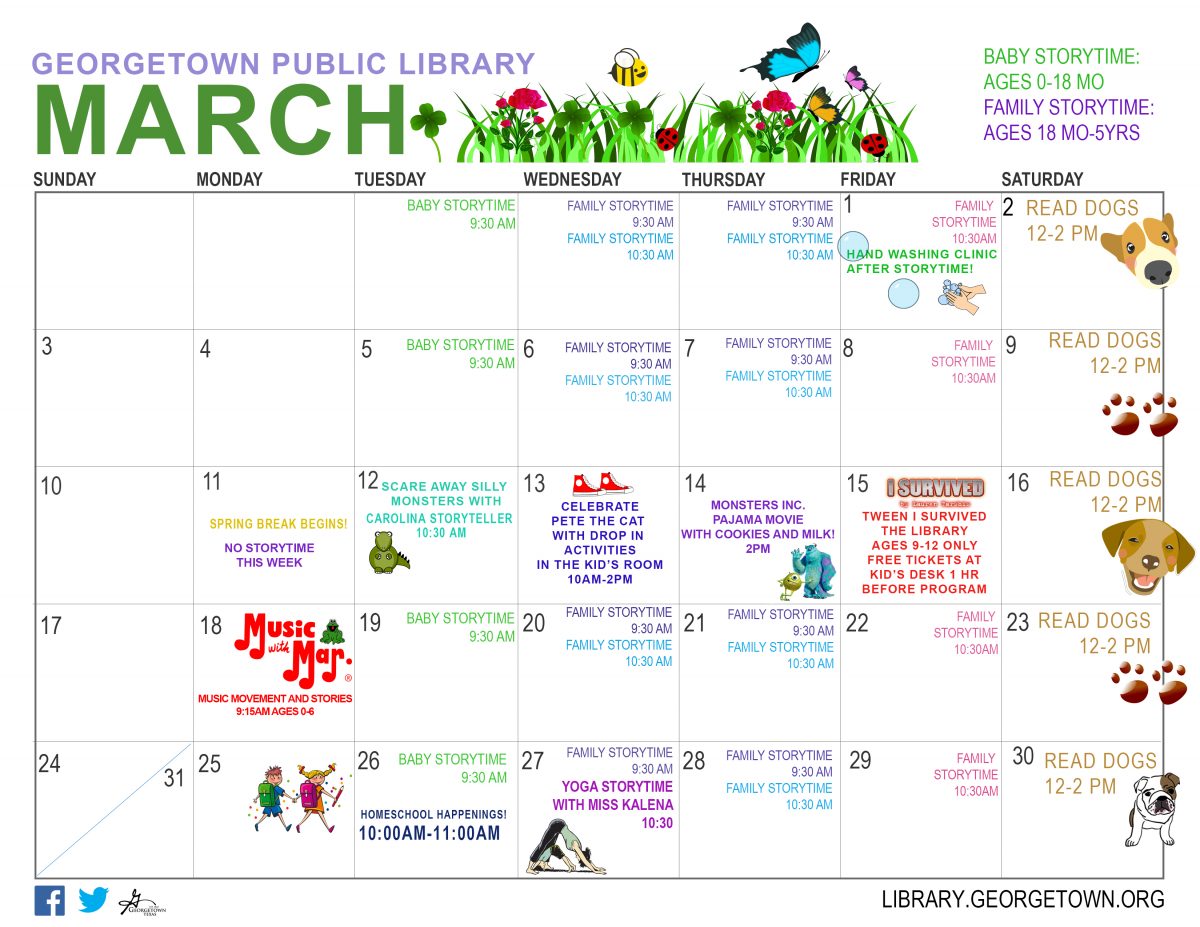 Kid’s March Calendar 2019 – Georgetown Public Library