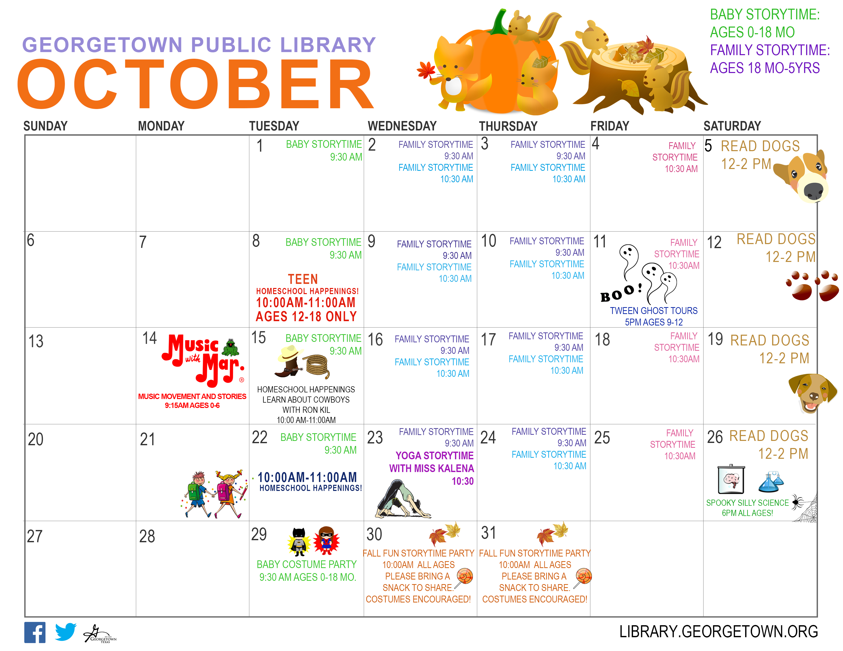 Kid s October Calendar 2019 Georgetown Public Library