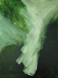 Abstract painting in various shades of green.