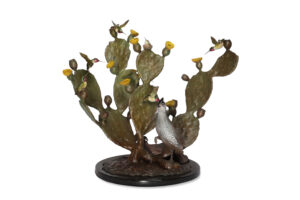 photograph of a sculpture of a prickly pear cactus. 